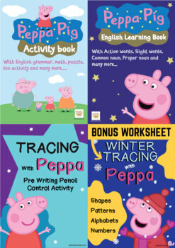 Preview of Peppa Pig Activities | Vocabulary | Sight words, Action Words | Peppa Tracing