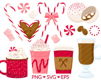 Preview of Peppermint Mocha Clipart - SVG, PNG, EPS Images - Coffee Hot Cocoa
