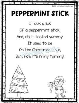 Peppermint Stick Poem for Kids by Little Learning Corner | TPT