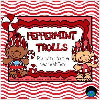 Preview of Peppermint Trolls Rounding to the Nearest Ten
