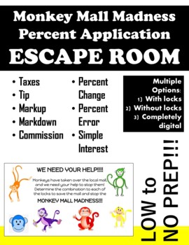 Preview of Percent Application Escape Room (Digital and Printable Breakout)