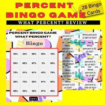 Preview of Percent Bingo Game What Percent?