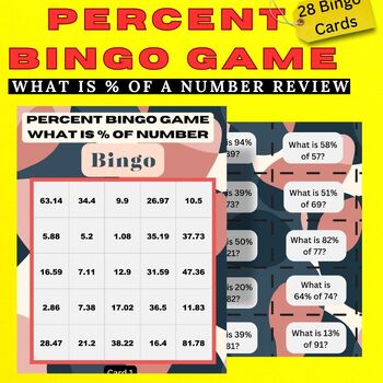 Preview of Percent Bingo Game What is the Percent of a Number