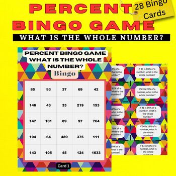 Preview of Percent Bingo Game What is the Whole Number