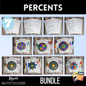 Preview of Percent Bundle - Lesson & Color By Number