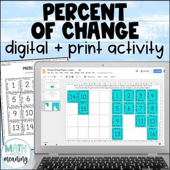 Preview of Percent of Change Digital and Print Puzzle Activity for Google Drive or OneDrive