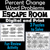 Percent Change Word Problems Activity: Escape Room Math Br