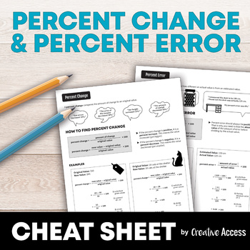 Preview of FREE Percent Change and Percent Error Cheat Sheet for 7th Grade Math