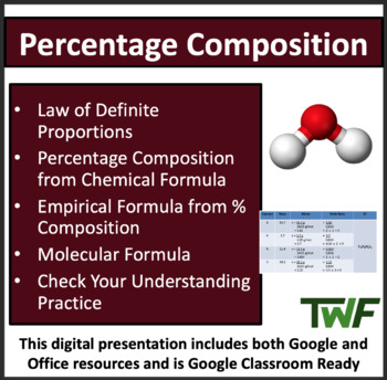Preview of Percent Composition  - A Senior Chemistry Lesson, Lab and Activity