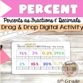 Percent: Convert Percents to Fractions and Decimals-Drag +