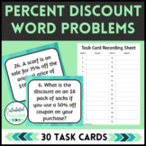 Percent of a Number Word Problem Task Cards - Shopping Discount