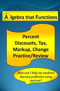 Preview of Percent Discounts, Tax, Markup, Change Practice/Review *DISTANCE LEARNING