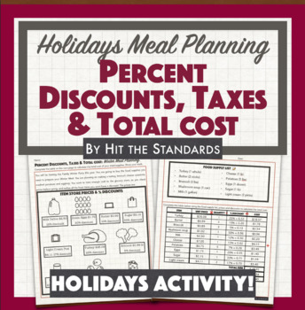 Preview of Percent Discounts, Taxes & Total Cost Winter Planning Math Activity