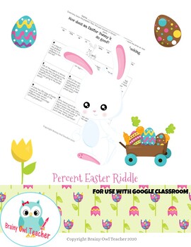 Preview of Percent Easter Digital Riddle for Distance Learning