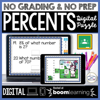 Preview of Percent Equation Percent Proportion Digital Puzzle Activity | Distance Learning