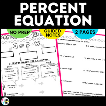 Preview of Percent Equation Sketch Notes and Practice