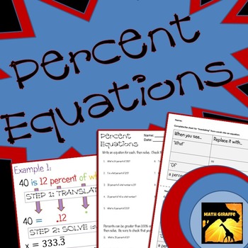 Preview of Percent Equations: Solving Percent Problems