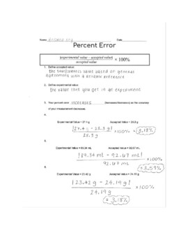 percent error homework 6