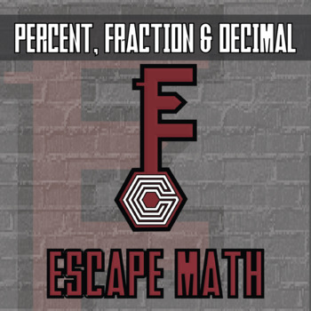 Preview of Percent, Fraction & Decimal Escape Room Activity - Printable & Digital Game