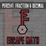 Percent, Fraction & Decimal Escape Room Activity - Printab