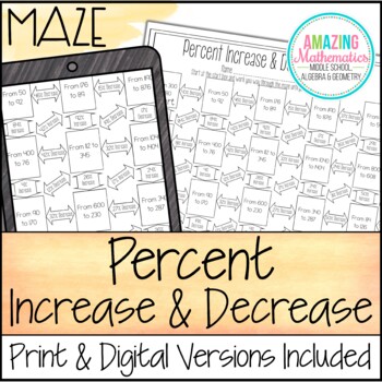 Preview of Percent Increase and Decrease Worksheet - Maze Activity