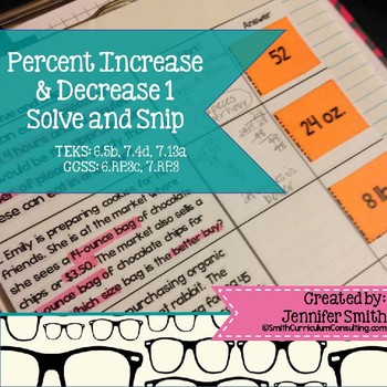 Preview of Percent Increase and Decrease Solve and Snip® Interactive Word Problems