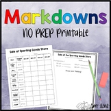 Markdowns NO PREP Printable