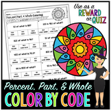 Percent, Part, & Whole Math Color By Number or Quiz