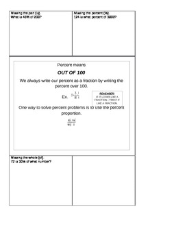Preview of Percent Porportion Interactive Math Foldable