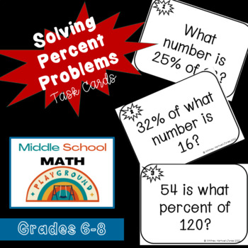 Preview of Solving Percent Problem Task Cards