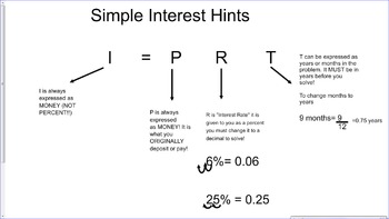 Preview of Percent Problems and Simple Interest Study Guide/Cheat Sheet