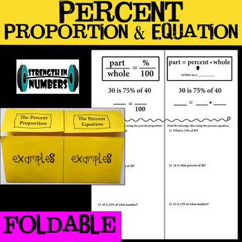 Preview of Percent Proportion AND Equation Foldable Notes for Interactive Notebook