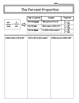 percent proportion worksheet with answers