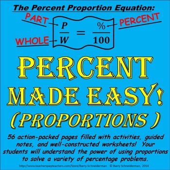 Preview of Percent Proportion Unit - Teaching Percentages Using Proportions