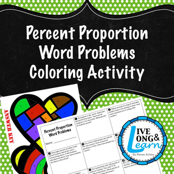Preview of Percent Proportion Word Problems Coloring Activity