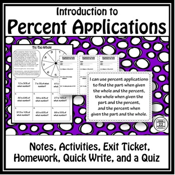Percent Proportions Notes and Activity by Route 22 Educational Resources