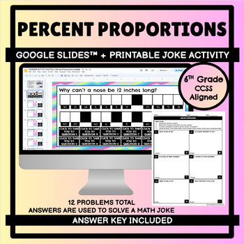 Preview of Percent Proportions - Google Slides + Printable Worksheet Math Joke Activity