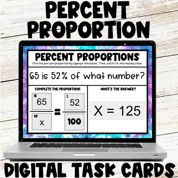 Preview of Percent Proportions | Is/Of Percent Equations Digital Task Cards Google Slides