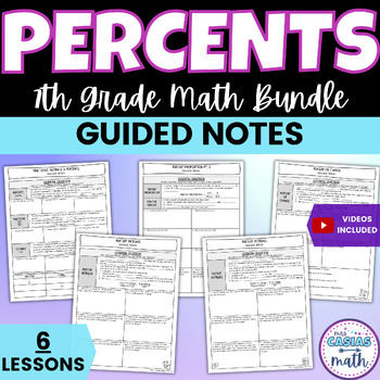 Preview of Percent Proportions Percent of Change Guided Notes Lessons BUNDLE 7th Grade Math
