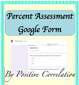 Preview of Percent Quiz/Test Google Form 7th grade