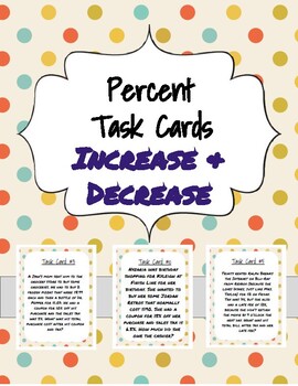 Preview of Percent Task Cards - Increase & Decrease