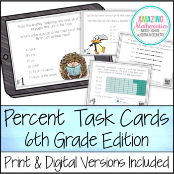 Preview of Percent Task Cards-Solving Problems / Converting Percents, Decimals, & Fractions