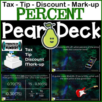 Preview of Percent: Tax Tip Mark-up Discount Digital Activity for Google Slides/Pear Deck