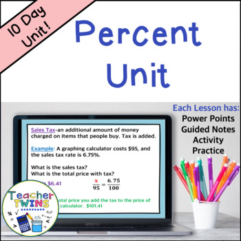 Preview of Percent Unit - Tax, Tip, and Discount - Percent Proportion - Percent of Change