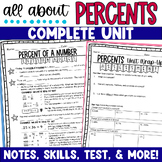 Percent Unit - Percents Lesson Notes Guided Practice Asses