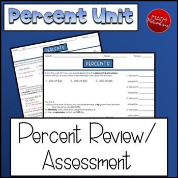 Preview of Percent Unit Review Worksheet