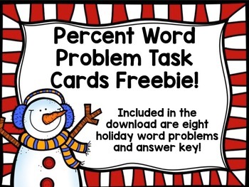 Preview of Percent Word Problem Task Cards FREEBIE