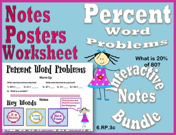 Preview of Percent Word Problems Interactive Notes Bundle