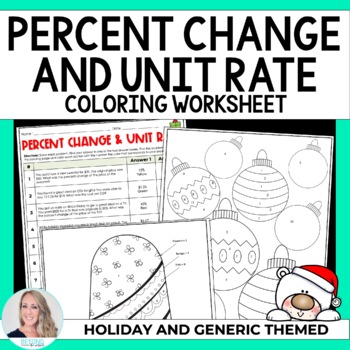 Preview of Percent and Unit Rate Christmas Math Activity | Coloring Worksheet
