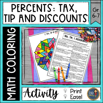 Preview of Percent for Tax Tip and Discounts Math Color by Number